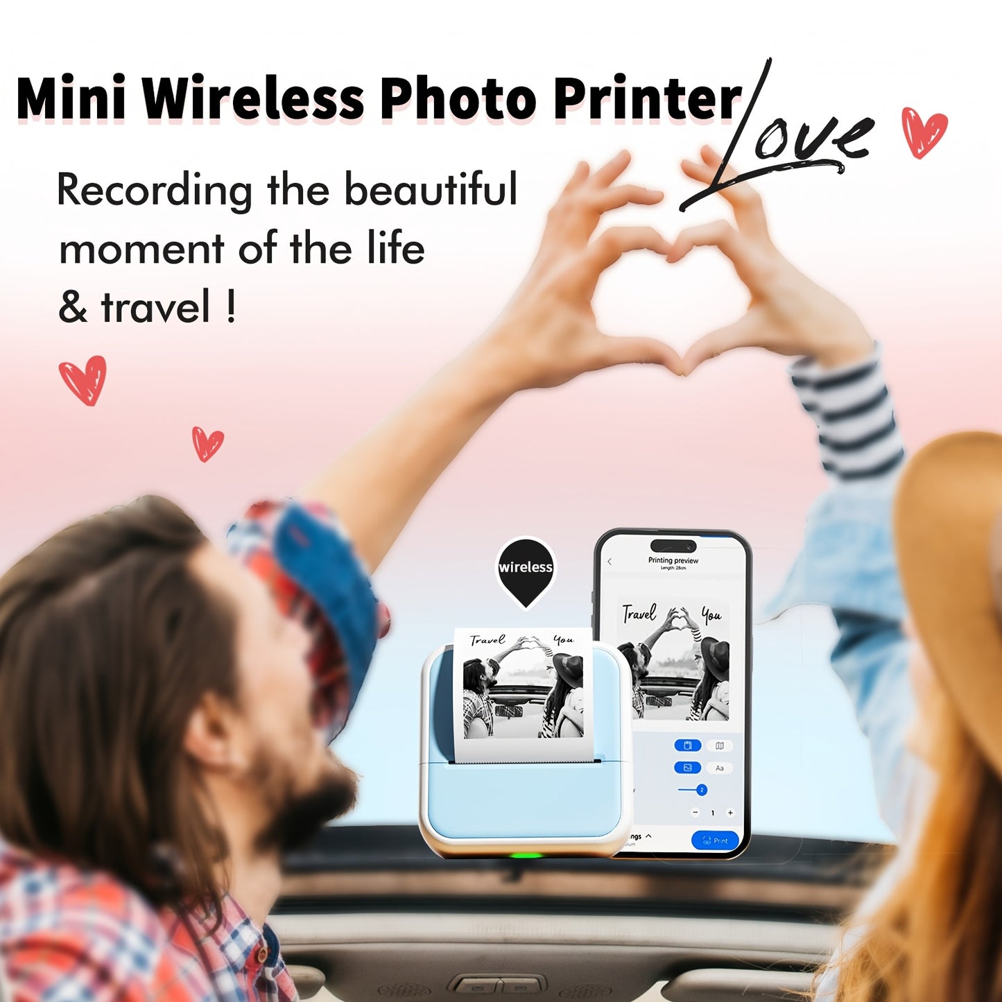 ORICO Mini Pocket Label Printer with 1 Roll of Thermal Paper - Compact, Battery-Powered, Wireless Barcode & Sticker Printer for Home, School, and Office Use - Compatible with Android & iOS, Food Labels, Fridge Magnets, Gift T
