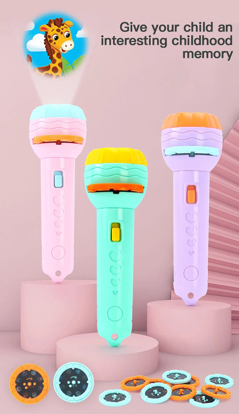 Flashlight Projector Torch Lamp Toy Cute Cartoon Creativity Toy Torch Lamp Flashlight Projector Toy Baby Sleeping Story Book
