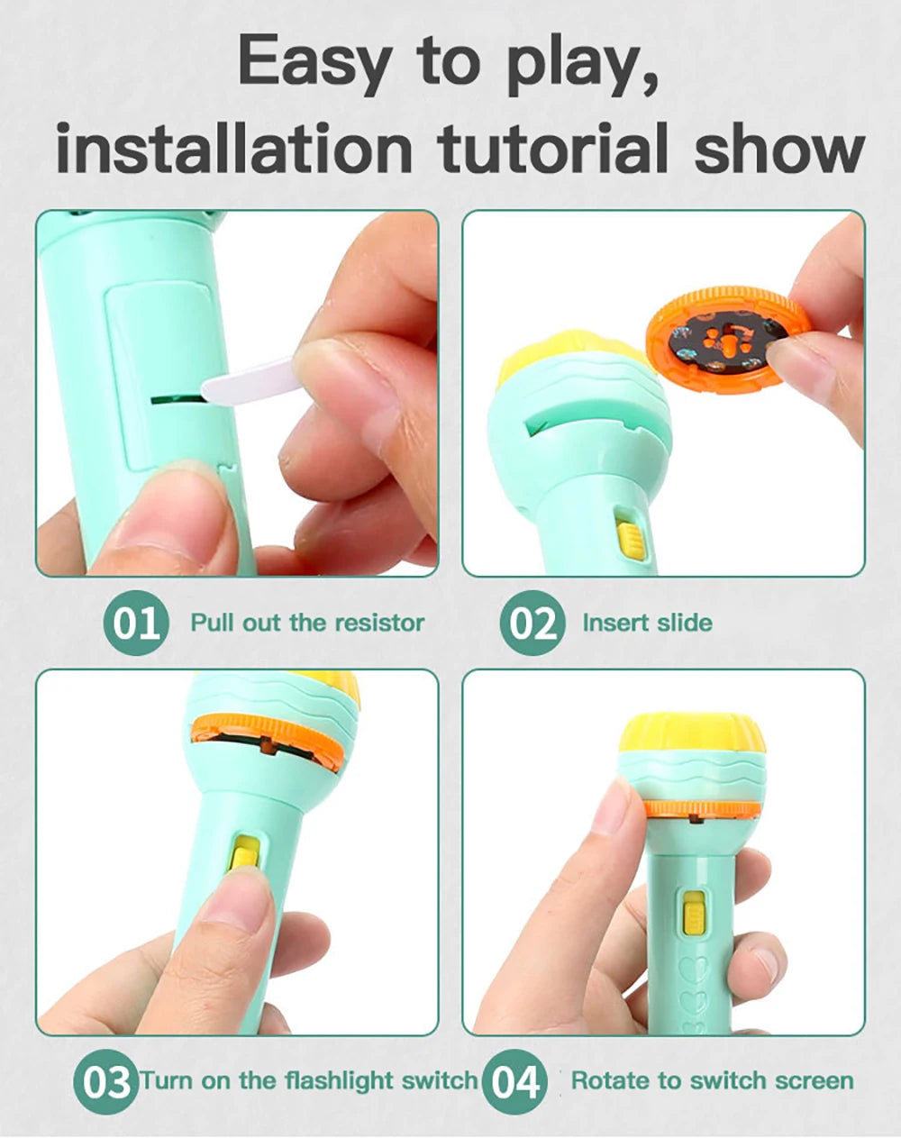 Flashlight Projector Torch Lamp Toy Cute Cartoon Creativity Toy Torch Lamp Flashlight Projector Toy Baby Sleeping Story Book