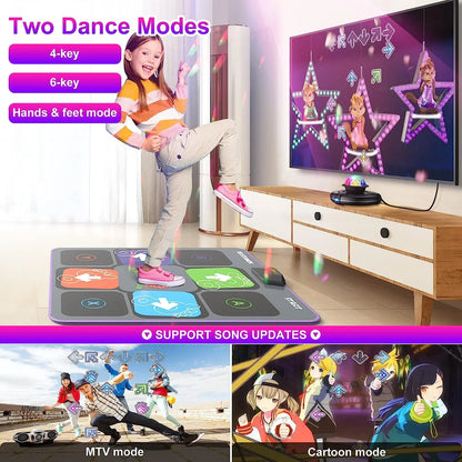 Dance Mat Game for TV/PC Family Sports Video Game Anti-slip Music Fitness Carpet Wireless Double Controller Folding Dancing Pad