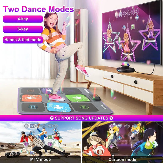 Dance Mat Game for TV/PC Family Sports Video Game Anti-slip Music Fitness Carpet Wireless Double Controller Folding Dancing Pad