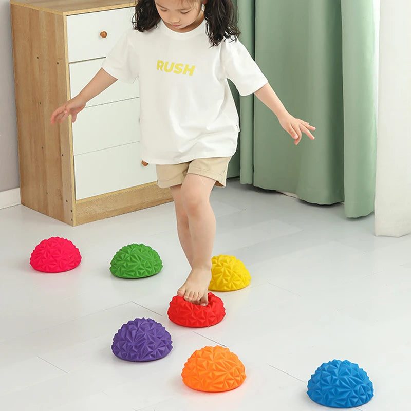 Balance Stepping Stones Set Obstacle Course for Kids Indoor and Outdoor Toy Improves Coordination And Strength Child Safe Rubber