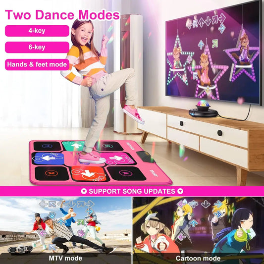 Dance Mat Game for TV/PC Family Sports Video Game Anti-slip Music Fitness Carpet Wireless Double Controller Folding Dancing Pad