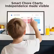 شاشة لمس 10.1" تثبت بمرونة بالمنزل أو بالقسم  خطط  + إطار صور رقمي متبدّل + تقويم ذكي  معززات فورية لانجاز المهام .