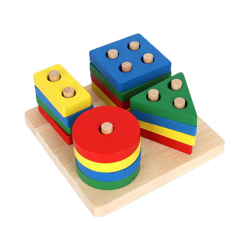 Wooden Montessori Toys for Kids Wood Sorting & Stacking Toys Girt for Girls Boys Color Shape Early Educational Toys for Toddlers