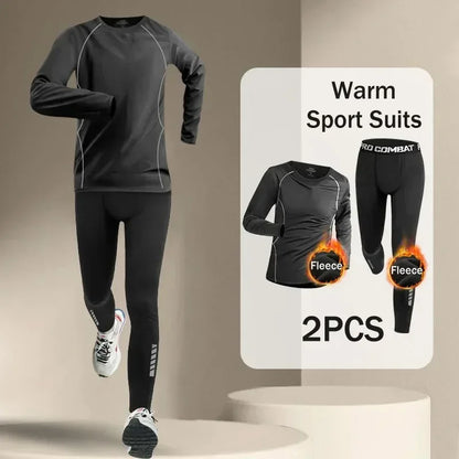Winter Men's Outdoor Running Sets 2-5 PCS Fitness Morning Jogging Sports Quick-Dry Windproof Cycling Training Joggers Tracksuit