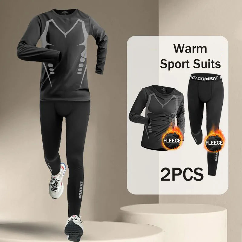 Winter Men's Outdoor Running Sets 2-5 PCS Fitness Morning Jogging Sports Quick-Dry Windproof Cycling Training Joggers Tracksuit