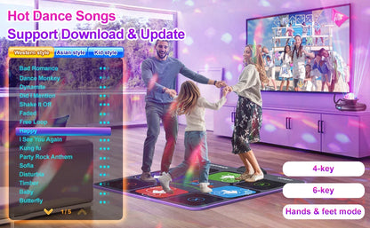 Dance Mat Game for TV/PC Family Sports Video Game Anti-slip Music Fitness Carpet Wireless Double Controller Folding Dancing Pad