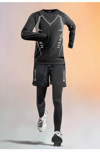 Winter Men's Outdoor Running Sets 2-5 PCS Fitness Morning Jogging Sports Quick-Dry Windproof Cycling Training Joggers Tracksuit