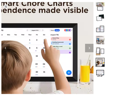 شاشة لمس 10.1" تثبت بمرونة بالمنزل أو بالقسم  خطط  + إطار صور رقمي متبدّل + تقويم ذكي  معززات فورية لانجاز المهام .