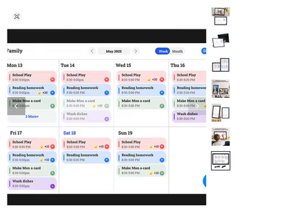 شاشة لمس 10.1" تثبت بمرونة بالمنزل أو بالقسم  خطط  + إطار صور رقمي متبدّل + تقويم ذكي  معززات فورية لانجاز المهام .