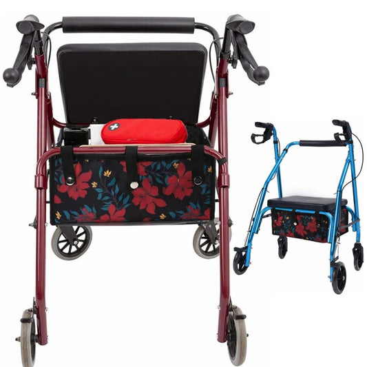 Walker Bag Under Seat for Four Wheel Rollator, Rollator Bag Tote Organizer Pouch Storage to Walkers for Senoirs, Walker Accessor